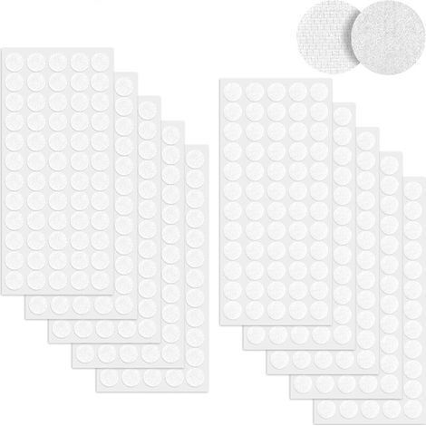 600 Pcs Scratch Autocollant Rond, 300 ires 20mm stille Scratch Autocollant Crochets et Boucles, Blanc Double Face Rond stille Adhesive Collant Point, pour DIY, Artisanat etc (1/5)