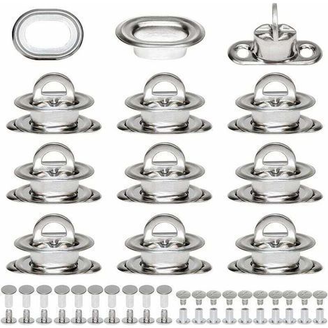 Ovale Drehverschlussösen aus vernickeltem Messing, Planen-Drehriegel mit Gegennieten und Nieten für DIY-Lederhandwerkszubehör, Handtaschenbeschläge H298 (1/5)