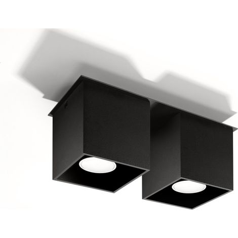 Deckenlampe Metall klein L: 26 cm flach für 2x GU10 Deckenleuchte Flur Aufputz (1/2)
