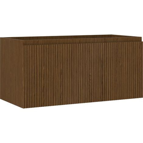 Mexen Rivel Badezimmerschrank für Waschbecken 100 cm, 1 Schublade, gerillt, Walnuss - 91A20-10047-1-BF86