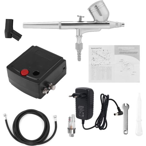 Kit d'aérographe à double Action de 0.2mm, ensemble de pistolet à brosse à air avec pompe noire, G-130A (1/5)