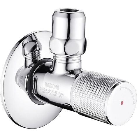 Robinet d'équerre d'eau avec levier unique, raccord mural G1/2" x G3/8" robinet de lavabo, robinet d'angle en laiton chromé pour robinet de salle de bain G3/8" (marquage : rouge) (1/5)