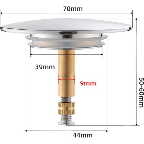 Bouchon de Bain Universel, diamètre 70 mm, Bouchon de vidange chromé avec Double Joint innovant, bonde pour n'importe Quelle Baignoire Standard (1/3)