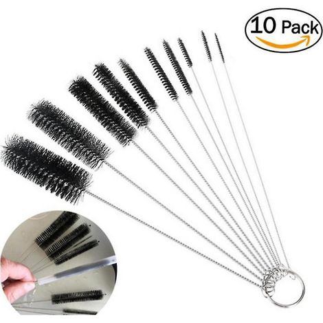 10pcs / Lot Pinceau Brosse De Nettoyage En Acier Inoxydable Lavage Tuyau Paille Brosses Brosse Nettoyant Pour Bouteille Caf Th Tasse (1/4)