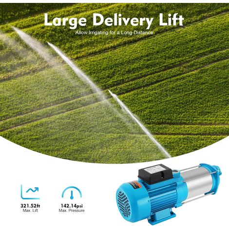1300 W Pompe centrifuge électrique submersible en acier inoxydable pour jardin, pompe à eau submersible électrique, 4000 l/h, 9,8 bar, avec manomètre, interrupteur de pression (1/5)