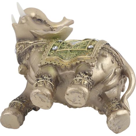 Statue d'Éléphant Feng Shui Vert Porte-Bonheur, Décoration Intérieure Cadeau Prospérité (Grand Modèle) (1/5)