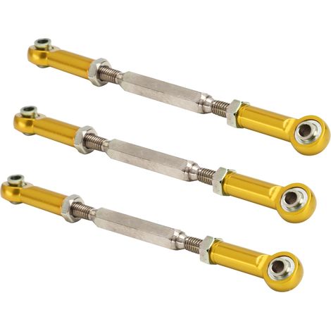 6 Stück 88 mm verstellbare Schubstangen aus Aluminiumlegierung mit Spannschloss-Gelenkverbindungszubehör für RC-Car-Modelle, goldfarben