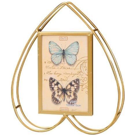 Cadre photo vertical en forme de cœur, cadre photo vintage doré, cadres photo décoratifs, cadre d'affichage idéal pour un mariage, la Saint-Valentin, une pendaison de crémaillère (cœur) (1/5)