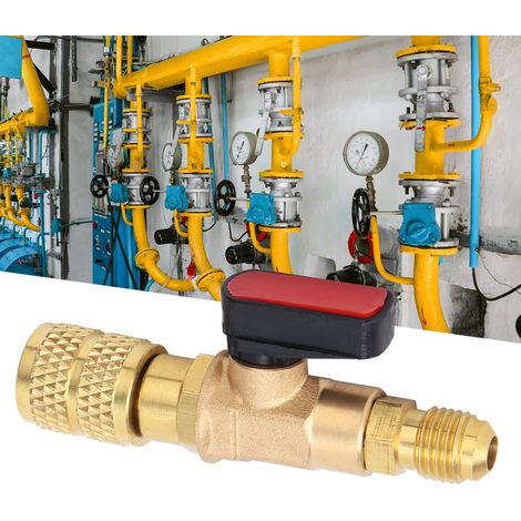 Adaptateur de vanne à bille en laiton pour réfrigération R410, 45 bar, connecteur de vanne à bille pour réfrigérant G1/4 G5/16 (1/5)