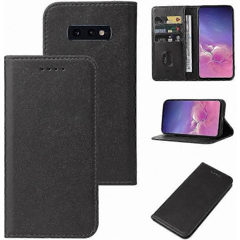 Coque en cuir véritable Galaxy S10e, étui magnétique à rabat, protection complète, finition premium, portefeuille élégant, fermeture aimantée, design fin et léger, compatible Samsung S10e, housse robu (1/4)