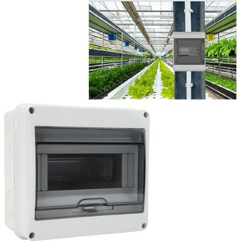 Boîte de distribution électrique domestique étanche à 8 voies, à montage en saillie, avec interrupteur pneumatique et disjoncteur. (1/5)