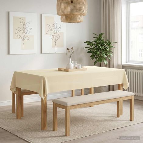 vidaXL Table Cloth Rectangular Cream White 140 x 220 cm Polyester (1/5)