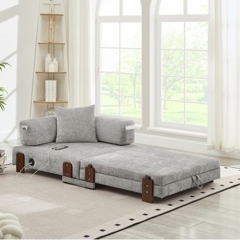 Sofa cama plegable compacto con USB y almacenaje OKMYHOME (1/5)
