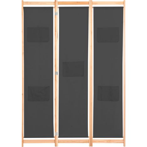 Paravent Cloison de séparation 3 panneaux, Pour Jardin, Balcon, Terrasse Gris 120x170x4 cm Tissu OIB8743E