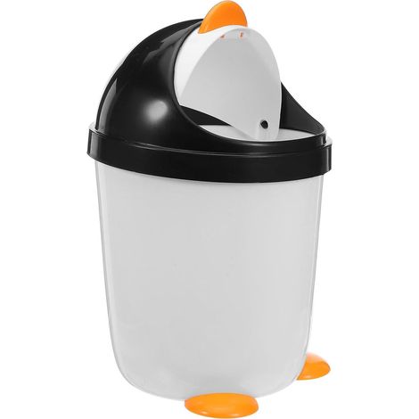 Pinguin-Mülleimer aus Kunststoff mit Schwingdeckel für den täglichen Gebrauch durch Jungen und Mädchen im Büro, in der Küche, im Schlafzimmer und im Auto (1/5)