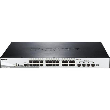 Switch Gestito Intelligente PoE+ a 28 Porte con 4 Porte 10G, Supporto Stack, Compatibile con PoE+ Gigabit, Modello D-Link Green 3.0, 24 Porte 10/100/1000 Mbps RJ-45 con Supporto 802.3at (1/4)