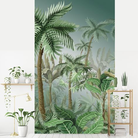 Papier Peint Intissé Jungle avec Palmier et Plantes, 150 cm X 250 cm, Décor Panoramique pour Murs et Plafonds, 150 cm X 250 cm (1/3)