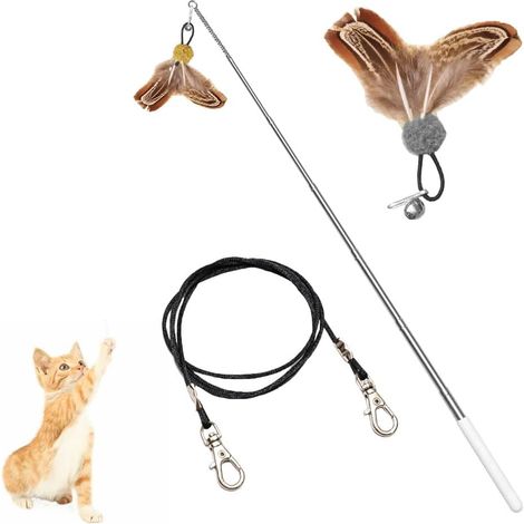 Jouet pour Chat,Interactifs pour Chats avec tiges réglables,Jouet pour Chat avec Clochette Plume,pour Chatons ou Chats (1/5)