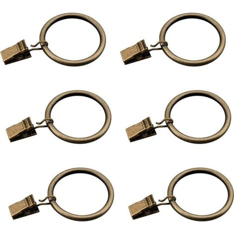 Set mit 30 bronzefarbenen Gardinenringen mit Clips/Hochwertige, dekorative Metall-Gardinenclips mit Ösen für Gardinen, Badezimmergardinen, passend für 1 1/4 Zoll Stangen (1/4)