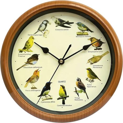 Horloge Murale Oiseau 10 Pouces Bronze Ancien avec Chant d’Oiseau, Pendule Décorative à Piles (1/5)