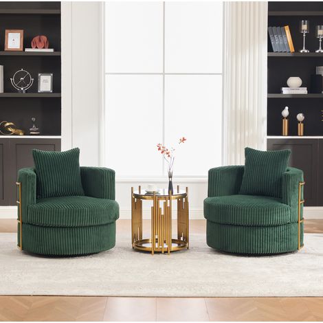Silla giratoria 360° de ocio, con almacenamiento bajo el asiento, pana verde esmeralda (1/5)
