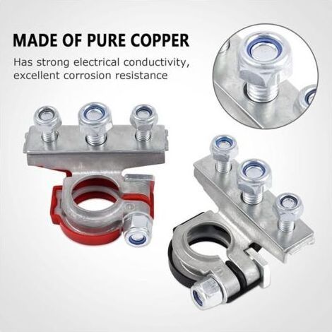 Cosse de batterie - Libération rapide - Serré solidement - Connecteur en cuivre pur - Avec tampon anti-corrosion - Pour voitures, camions, bateaux, maisons mobiles 12/24V (1/4)