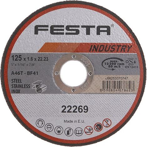 Disco de corte FESTA INDUSTRIA para metal 125x1,6x22,2mm 22269.01