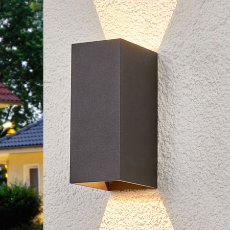 [NEUWERTIG] B-Ware Lucande Außenwandleuchte Gartenleuchte Mikka LED Wandleuchte anthrazit 17cm (1/2)