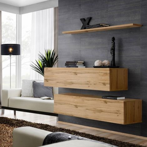 Lot de 2 Bancs Muraux & Étagère "Switch SBII" 130cm Naturel (1/4)