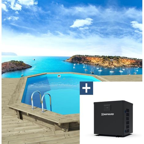 Piscina de madera "Seychelles" - 4,00 x 3,00 x 1,20 m + bomba de calor de 3,5 kw/h