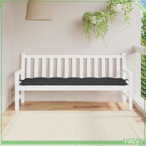 361628 Coussin de banc de jardin noir 180x50x7 cm tissu oxford (1/5)