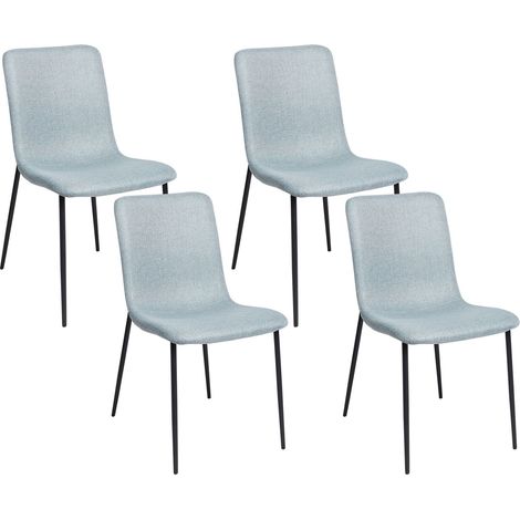 Elegante set di 4 sedie da pranzo in tessuto Sala da pranzo Gambe in ferro poliestere Blu chiaro Glendive