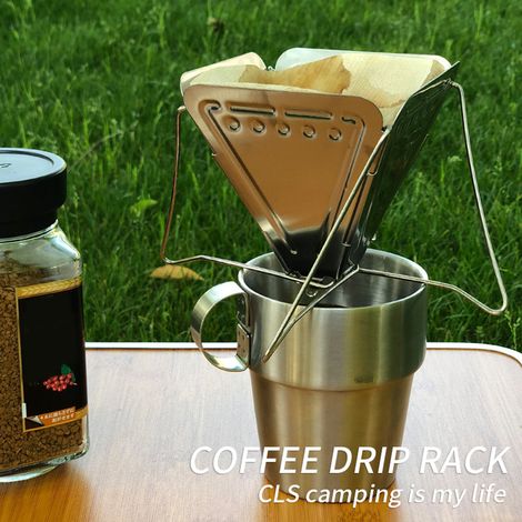 Zusammenklappbarer Kaffeefilter, kegelförmig, tragbar, aus Edelstahl, mit Halterung für Kaffeefilter – ideal für Reisen, Camping, Wandern und Büro. (1/5)