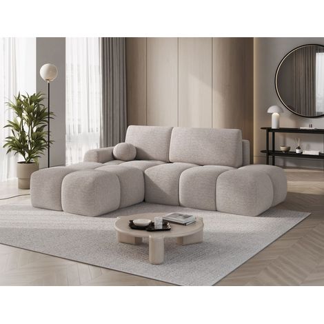 Ecksofa mit Schlaffunktion Sofa PLAY Stoff Coral Beige Ottomane Links (1/5)