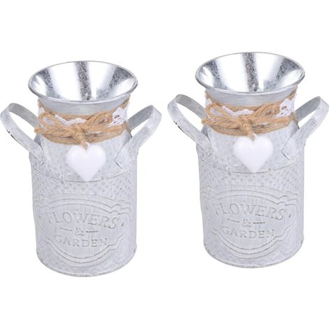 2pièces Seau à Fleurs Fer pour Balcon Jardinière Intérieur Seau à Plantes pour Fête Ou Mariage Rustique (1/5)