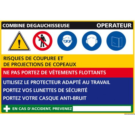 Panneau Fiche de Poste Combine Dégauchisseuse (C1097) - Aluminium 2 mm - 300 x 210 mm