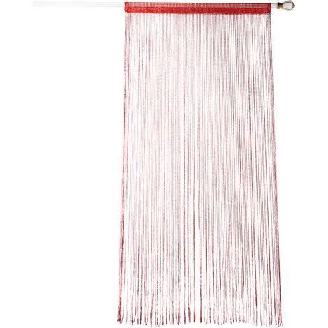 Rideau À Chaîne Et Glands - Polyester Rouge Pour Fenêtre Et Porte - Décoration Intérieure - 1 Pièce (1/5)