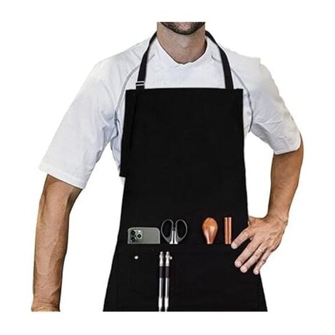 Schürze 70 x 85 cm, Küchenschürze mit verstellbarem Nackenband, Grillschürze in Profiqualität FLITI (1/4)
