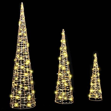 Sapin de Noël,Arbre de Noël avec 90 LED 3 pcs Blanc chaud 20 x 20 x 80 cm PET CFW74068 (1/5)