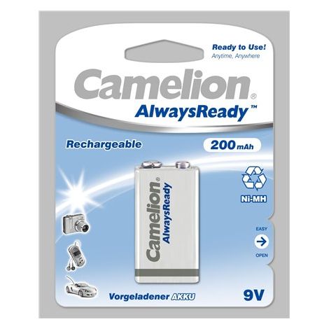 Camelion  9V/6HR61  200mAh  Piles Ni-MH AlwaysReady  1 pièce