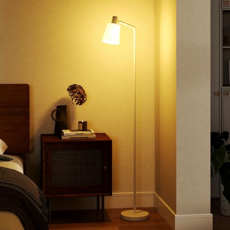 Blanche - Lampe sur pied LED dimmable doté de 3 températures de couleur 3000K-6500K abat-jour rotatif Ampoule E27
