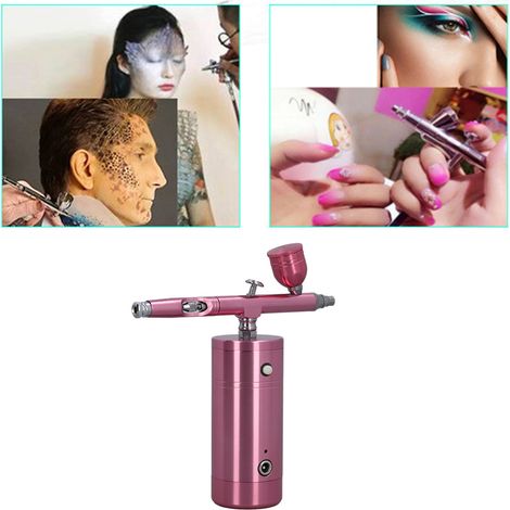 Tragbares und wiederaufladbares Mini-Elektro-Airbrush-Set zum Bemalen von Modellen, Wandbildern, Möbelreparaturen, Backen usw. (Farbe: rosa) (1/5)