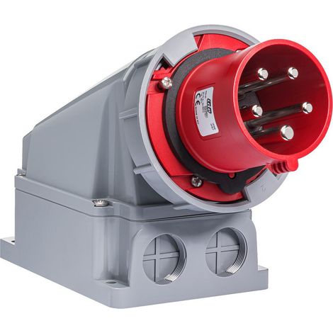 IDE – Socle de prise mâle étanche IP67 63A – 3P+N+T – Installation en saillie – Résistant aux chocs IK08