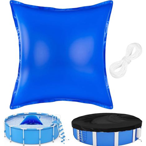 Colchoneta inflable para piscina de invierno, 120 x 120 cm, con cuerda de conexión, fácil de usar, para piscinas elevadas. (1/5)