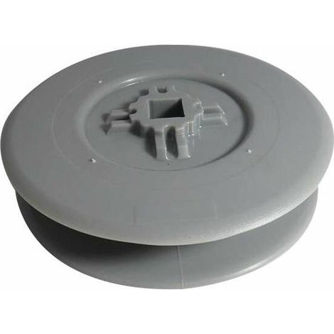 – Poulie de guidage pour volet roulant – Sangle 12 à 15mm – Sortie carrée 10mm – Plastique gris à clipser – Ø 125mm (1/3)