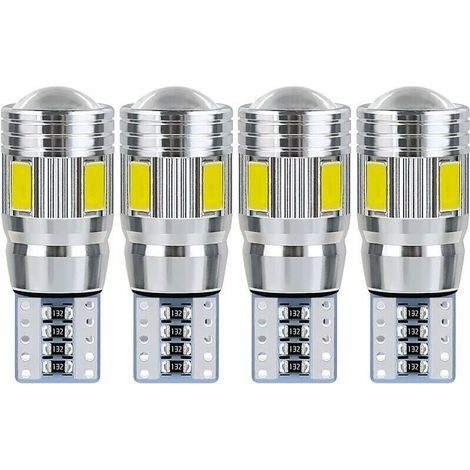 Ampoule T10 W5W led plafonnier voiture led interieur veilleuse led voiture Convient pour les feux de plaque d'immatriculation, les feux latéraux, les feux de position et les plafonniers (4 pièces).
