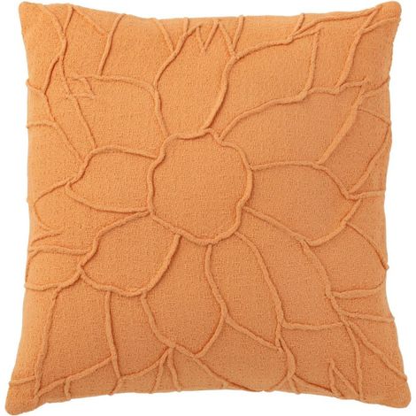 Coussin Déco "Fleur" 43x43cm Corail (1/3)