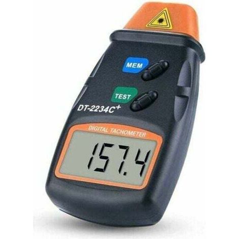 Tachimetro digitale, tachimetro senza contatto, tachimetro digitale LCD, intervallo di misurazione 2,5 RPM-99.999 RPM, con 3 strisce riflettenti e custodia in tessuto blu. (1/4)