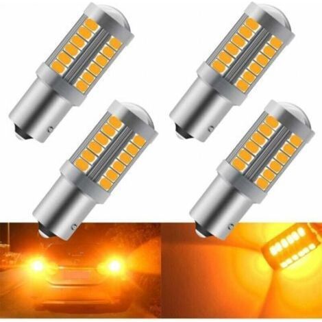 4PCS Ambre 1156(180°) Voiture LED Ampoules 900LM Super Lumineux Avant et Arrière (1/4)