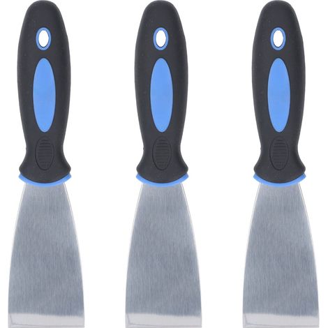 3 grattoirs enduit inox poignée plastique – Kit peinture gravure spackle placo réparation étalement 2in (1/5)